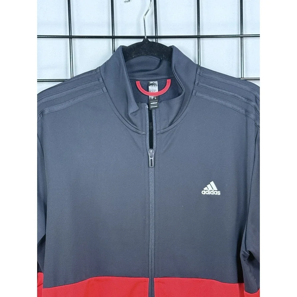 Adidas Essentials Jacket Mens L Blue Orange Colorblock Tricot‎ Track  Athleisure
